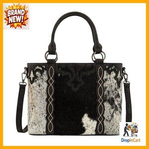 Genuine Hair-On Cowhide Western Tote Bag Elegant Sophisticated Handbag